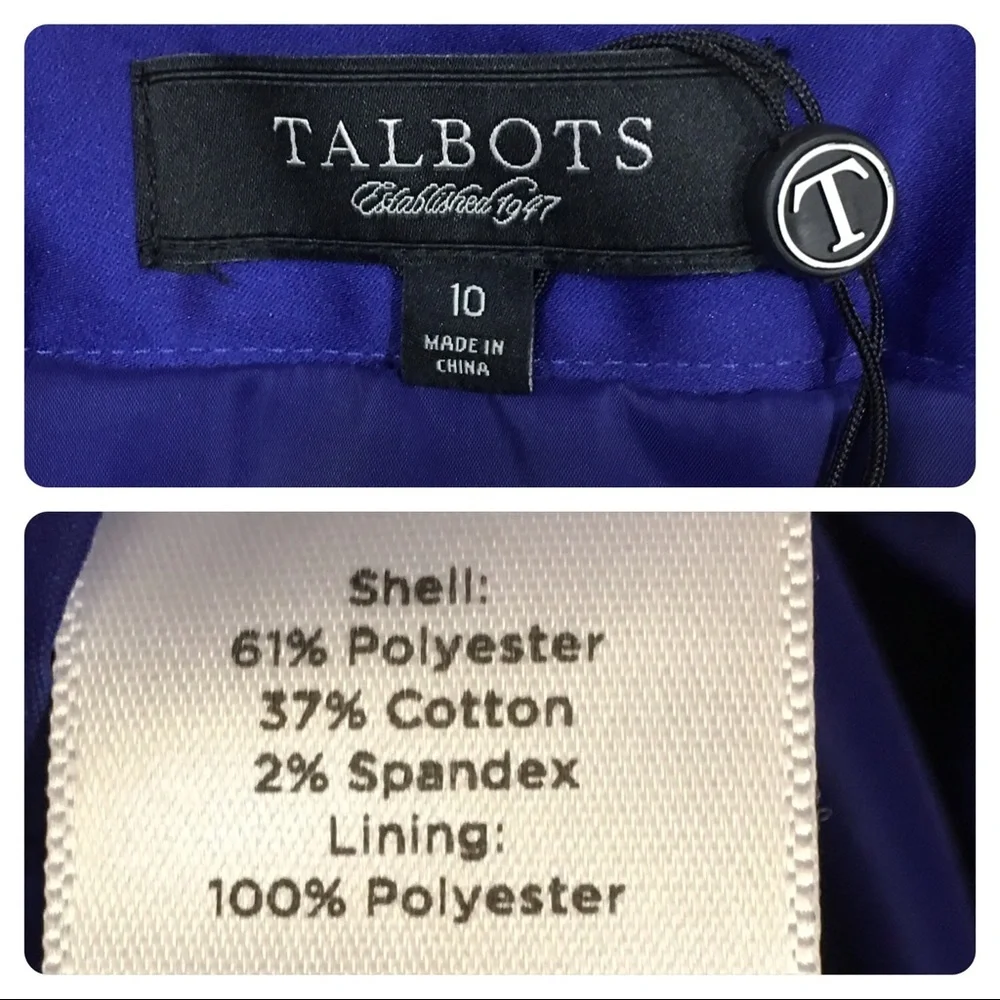 NWT!  Talbots $179 DUCHESSE SATIN Royal Blue Skirt